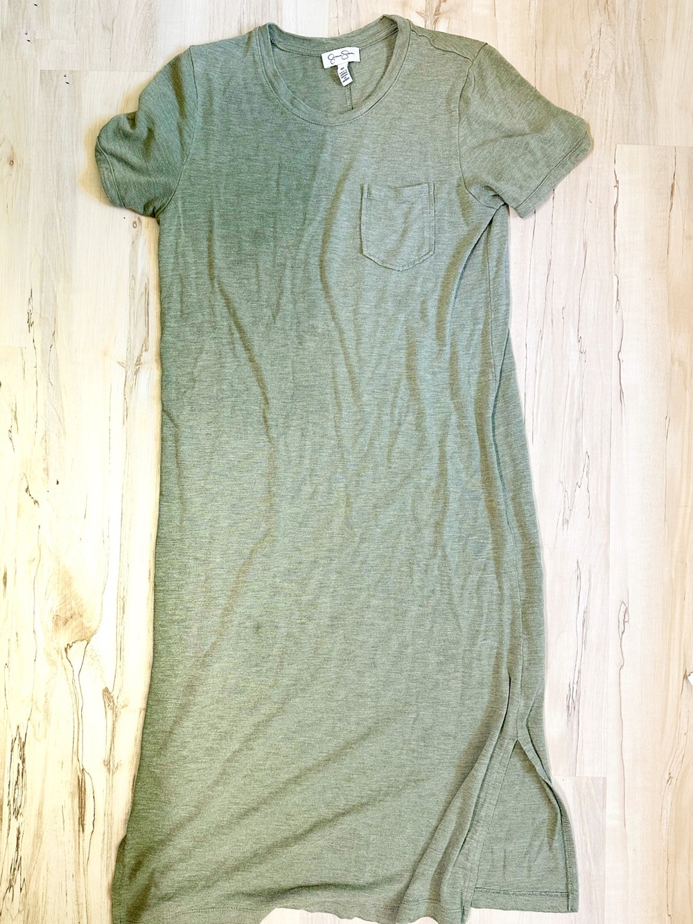 Jessica Simpson Olive Green Crewneck Midi Dress